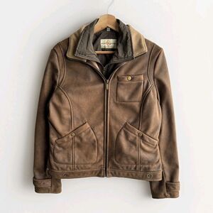 Wilsons Leather Brown Suede Lined Full Zip Flight Bomber Jacket Women’s Medium